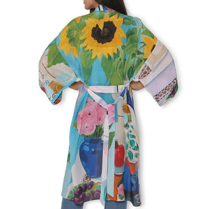 The Artists Label 'Flowering Beauty' Silk Kimono Robe