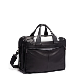 Tumi Alpha Leather Organiser Laptop Brief - Black