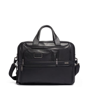 Tumi Alpha Leather Organiser Laptop Brief - Black