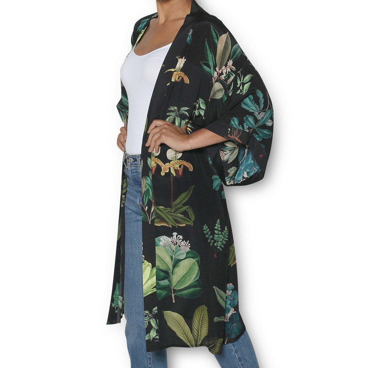 The Artists Label 'Ancient Botany' Silk Kimono Robe