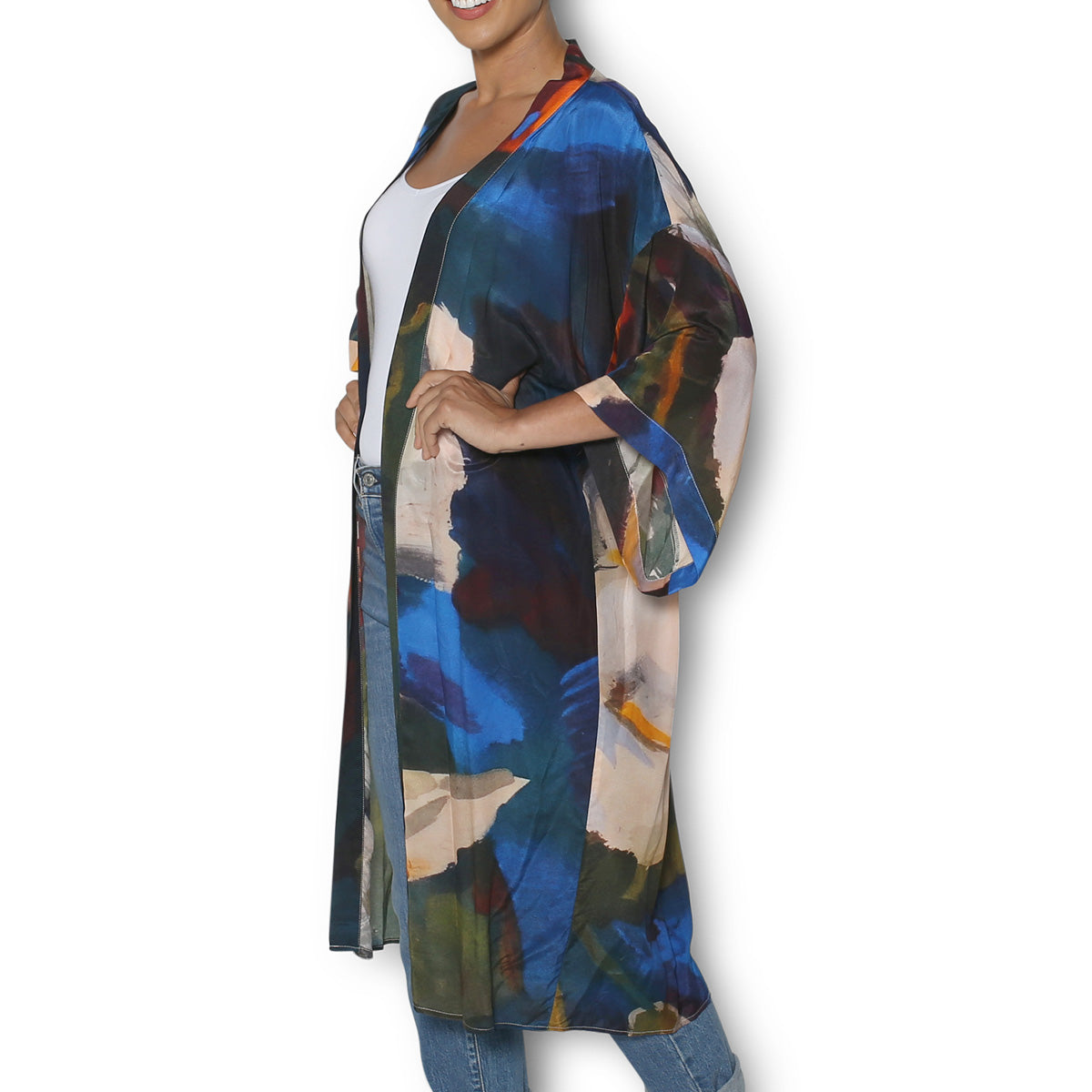 The Artists Label 'Calla Lilies' Silk Kimono Robe