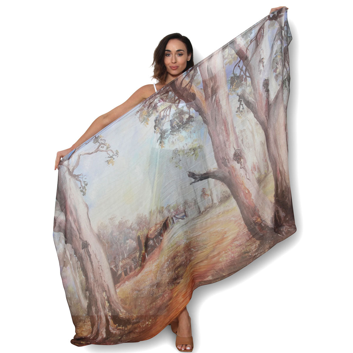 The Artists Label 'Among The Gum Trees' Silk Scarf