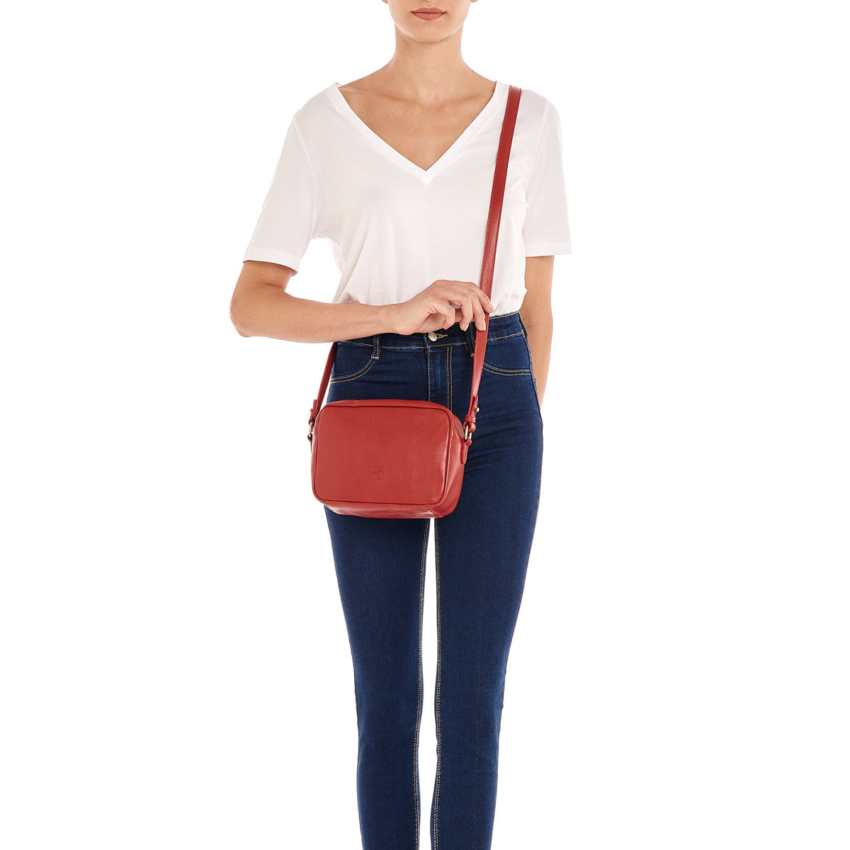 Il Bisonte Crossbody Camera Bag - Red