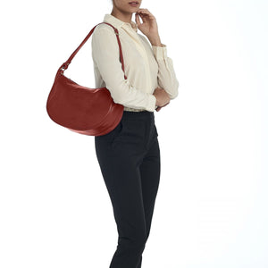Il Bisonte Large Luna Crossbody Bag - Red