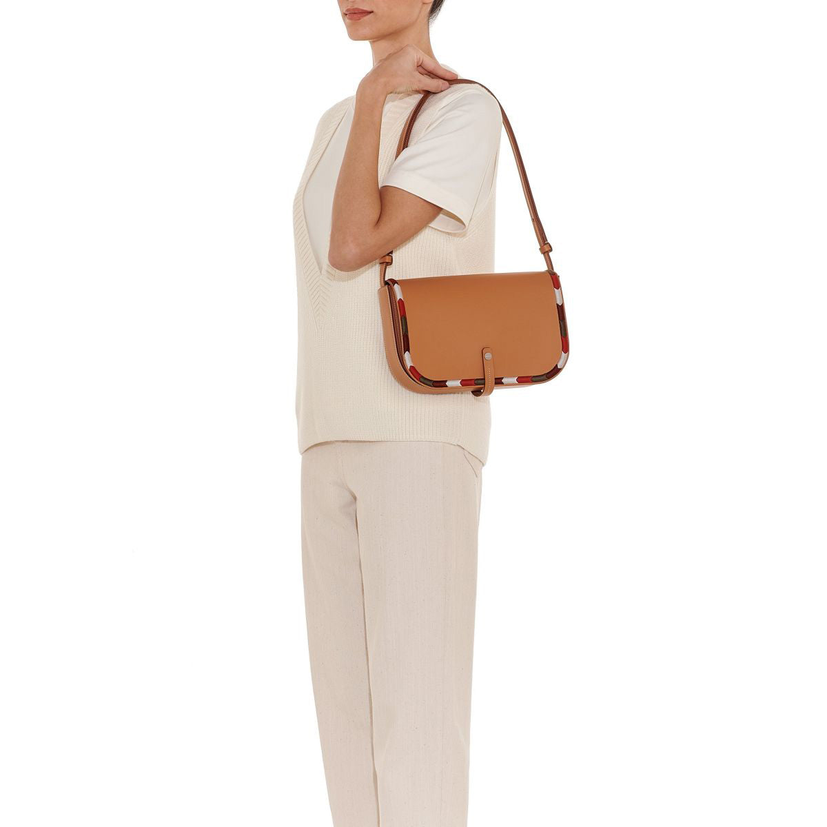 Il Bisonte Piccarda Medium Embroidered Crossbody - Natural